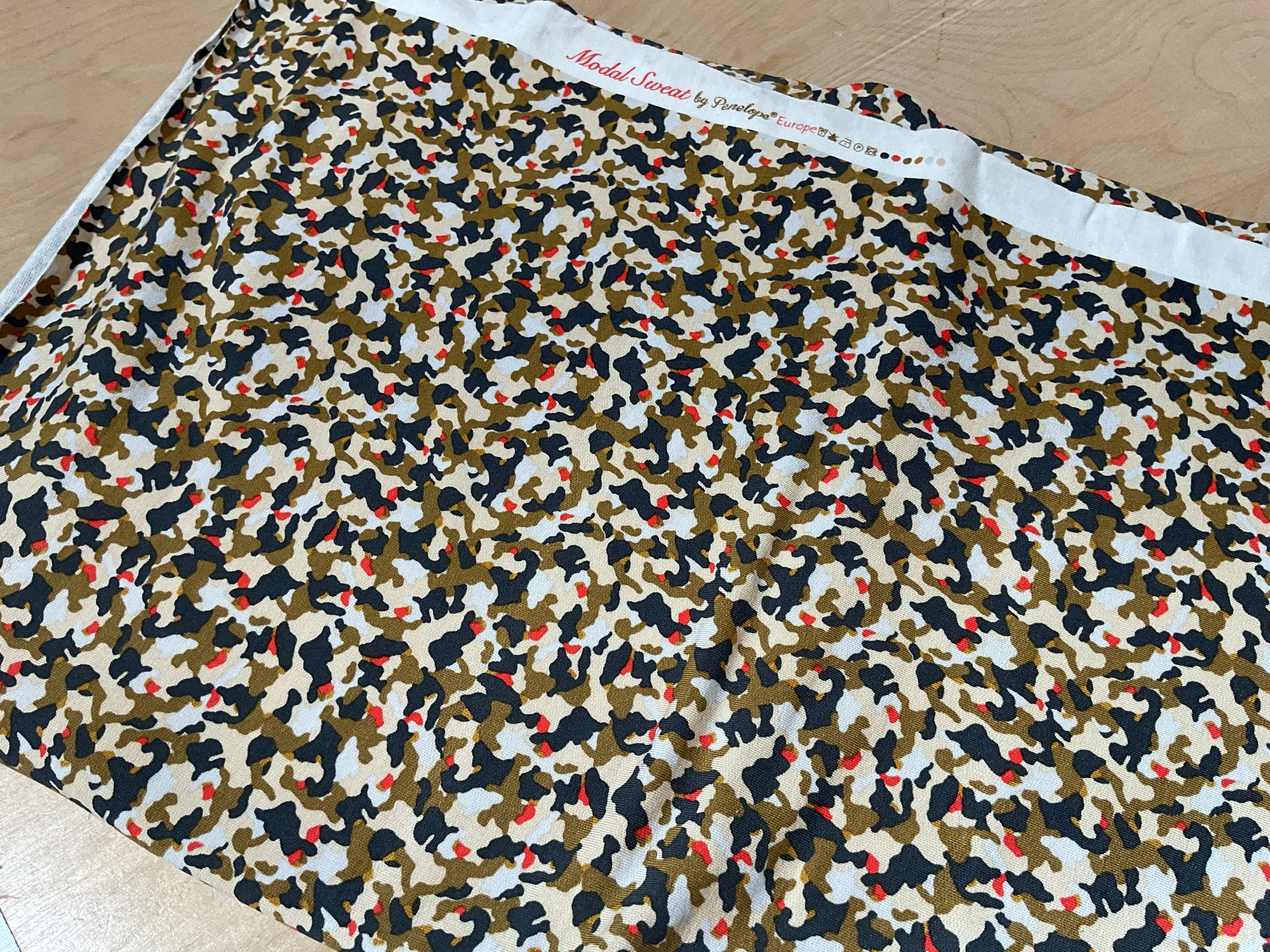 1.3m BOLT END Camo Brown Modal French Terry Fabric