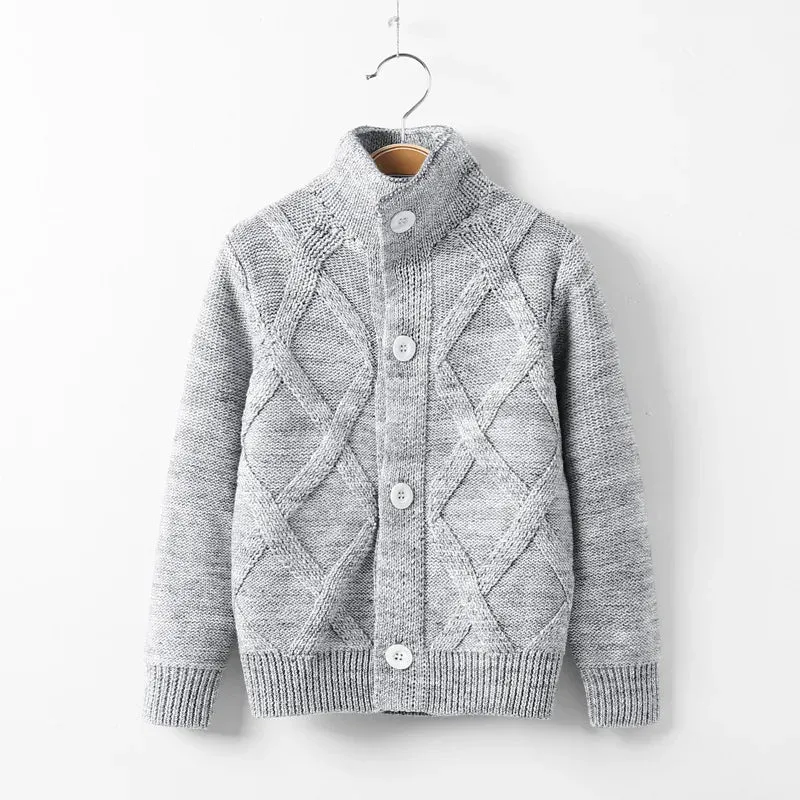 2-12T Toddler Kid Boy Clothes Gentleman Knitted Cardigan Sweater Winter Warm Top Long Sleeve Casual Knitwear Outfit