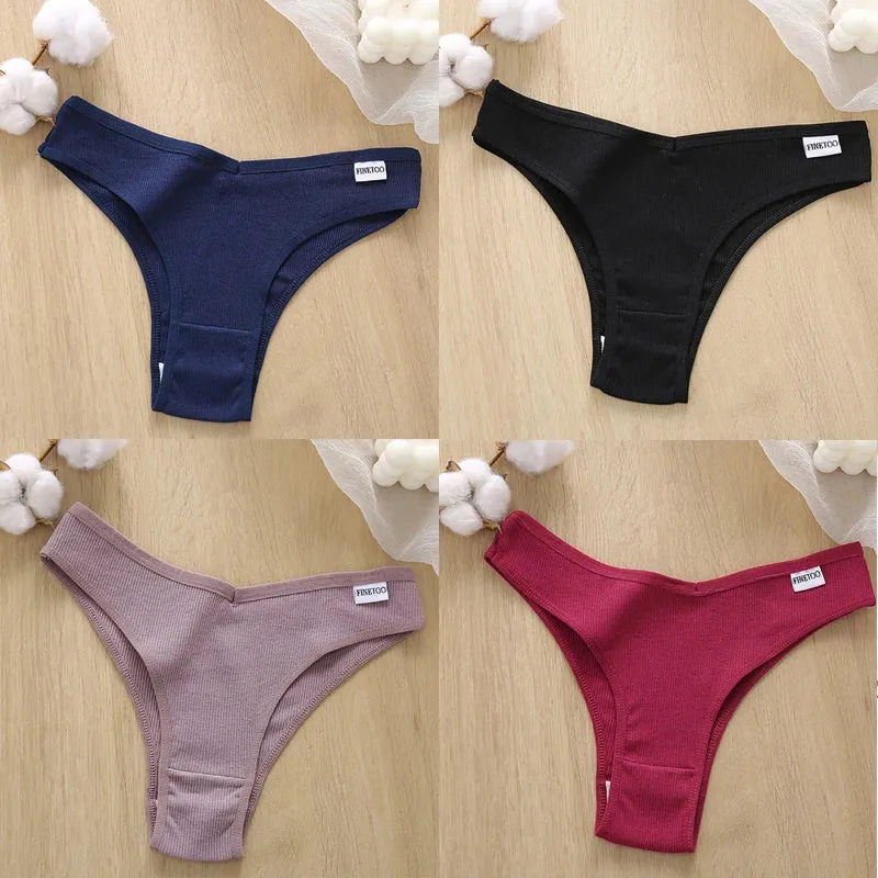 4PCS M-XL Women's Panties FINETOO Cotton Panties Sexy Female Underpants Low Waist Underwear Women Pantys Lingerie