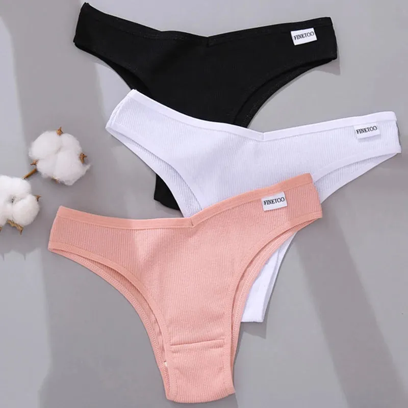 4PCS M-XL Women's Panties FINETOO Cotton Panties Sexy Female Underpants Low Waist Underwear Women Pantys Lingerie