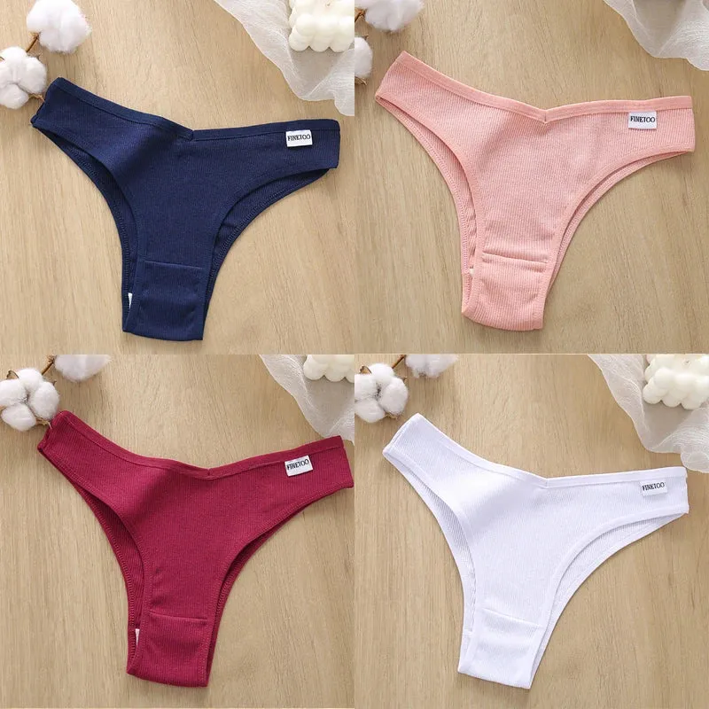 4PCS M-XL Women's Panties FINETOO Cotton Panties Sexy Female Underpants Low Waist Underwear Women Pantys Lingerie