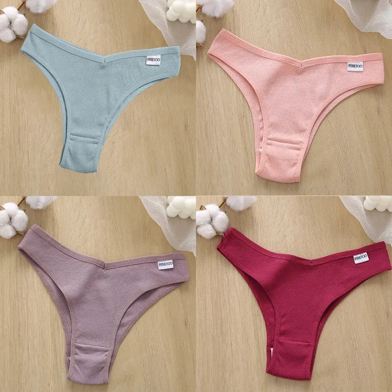 4PCS M-XL Women's Panties FINETOO Cotton Panties Sexy Female Underpants Low Waist Underwear Women Pantys Lingerie