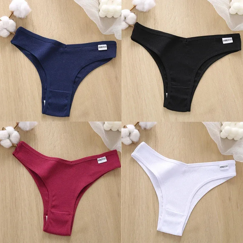 4PCS M-XL Women's Panties FINETOO Cotton Panties Sexy Female Underpants Low Waist Underwear Women Pantys Lingerie