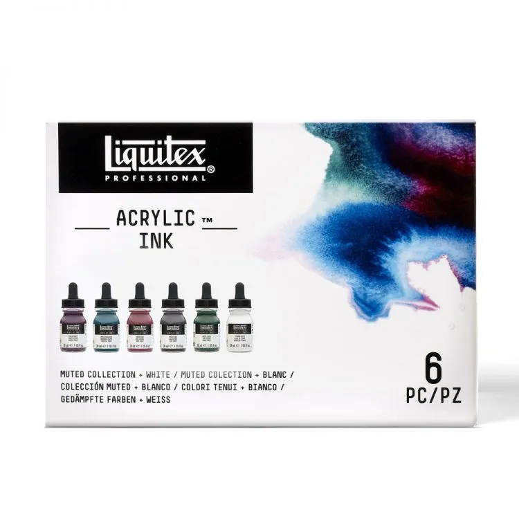 Acrylic Ink Set, Muted Collection   White, 6x30ml (Liquitex Acrylic Ink)