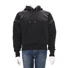 Alexander McQueen Black Cotton Eyelet Hooded Sweater M