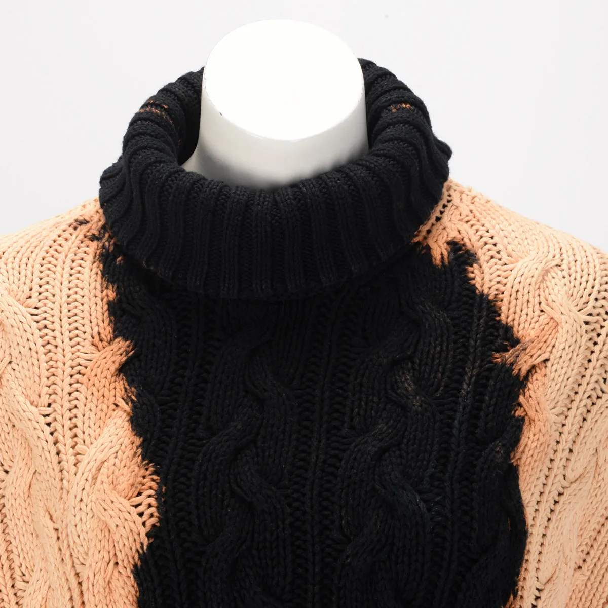 Balenciaga Bleached Black Cable Knit Turtle Neck Sweater XS