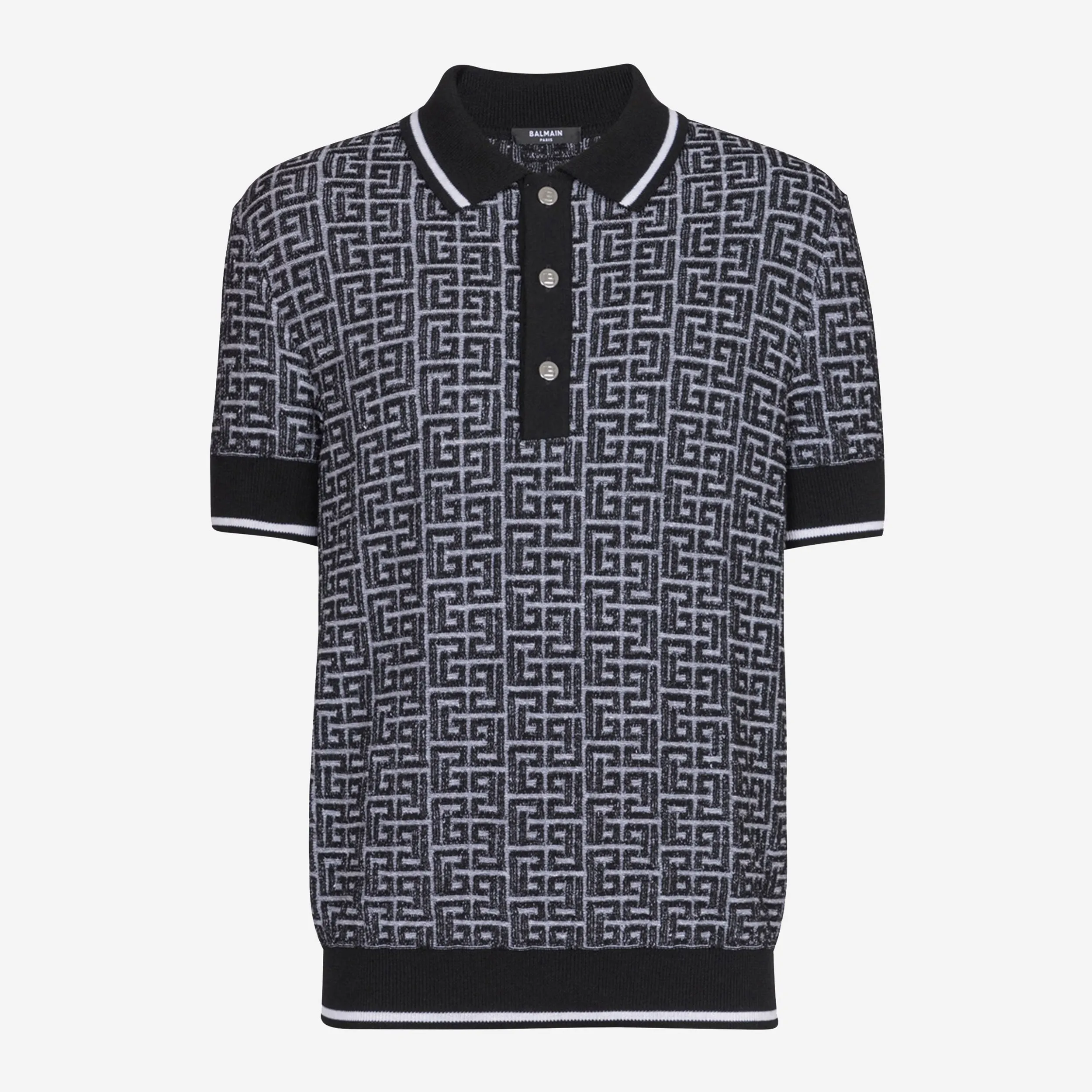 Balmain PB Labyrinth Knit Polo Shirt