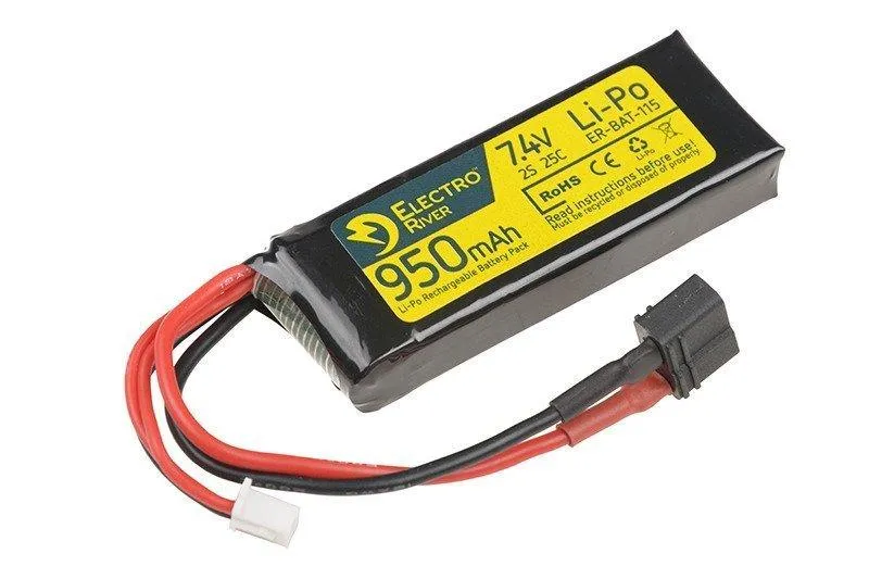 Batteri - Li-Po 7.4V 950mAh 25/50C - Deans