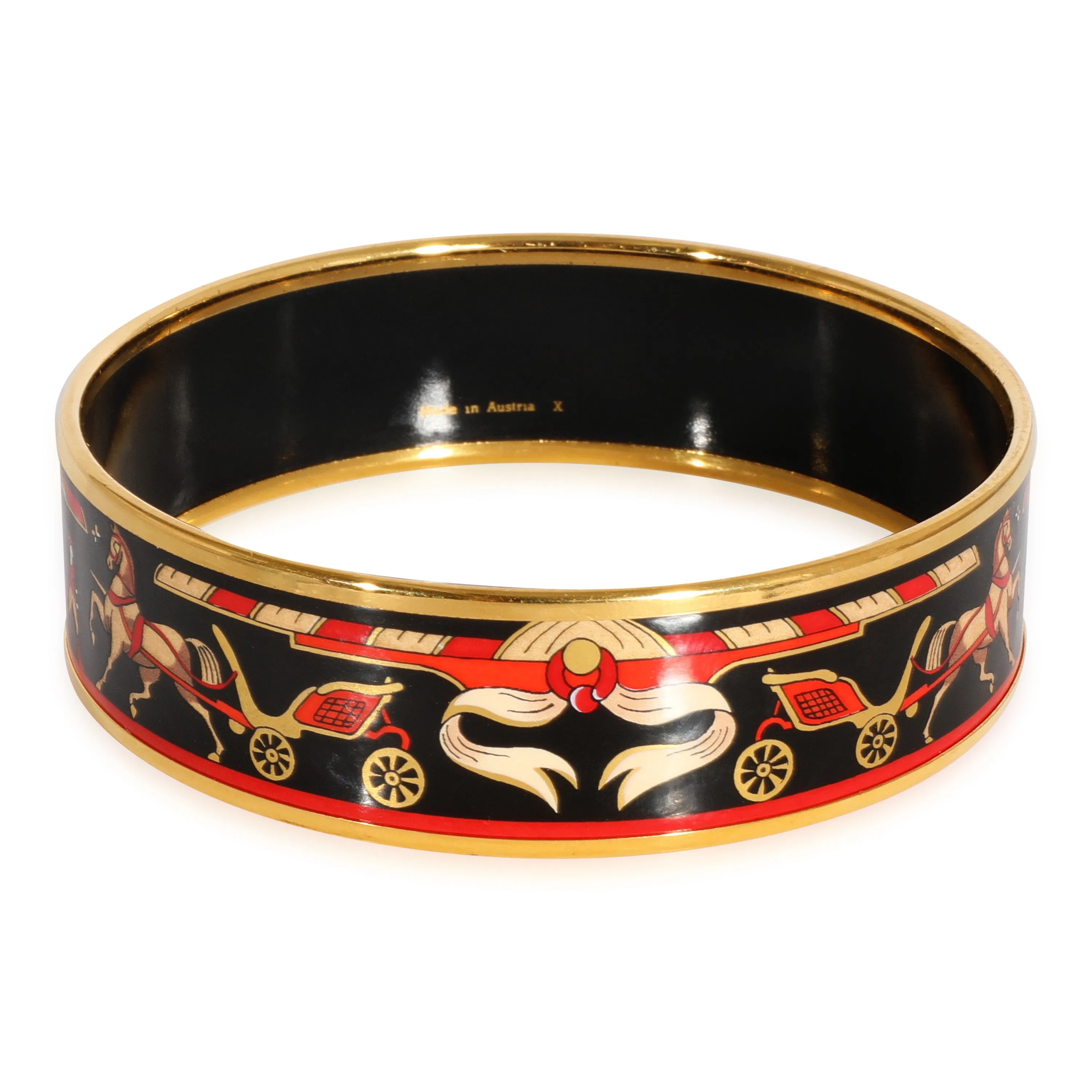 Black Red Horse Carriage Enamel Wide Bracelet 62