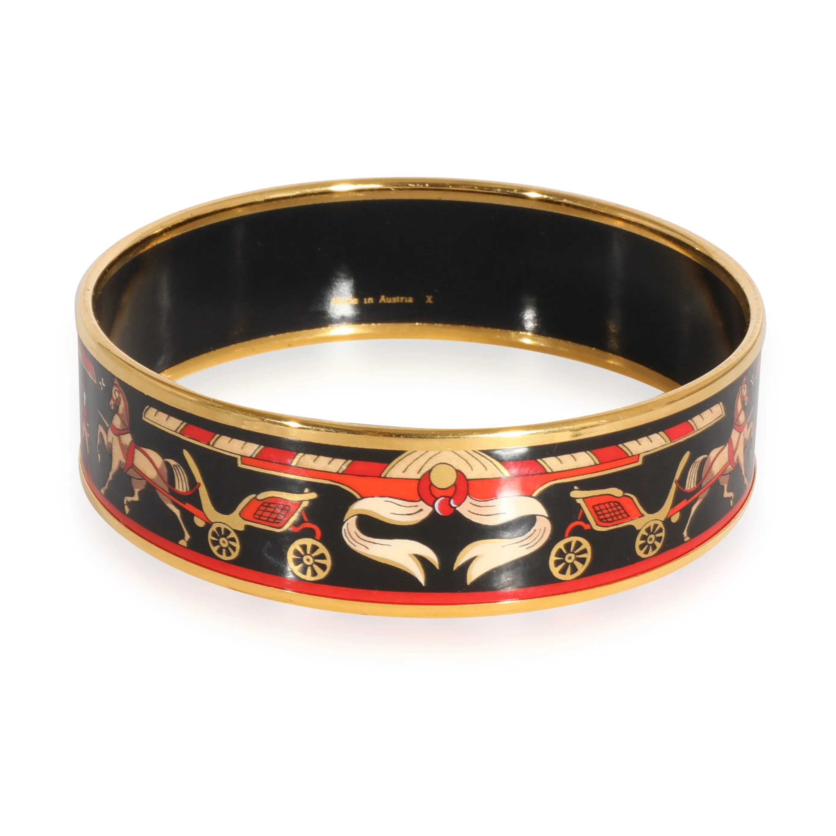 Black Red Horse Carriage Enamel Wide Bracelet 62