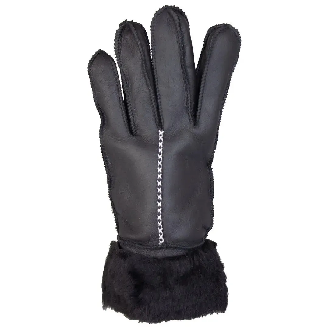 BOL Women's Black Hand Stitched Merino Sheepskin Gloves