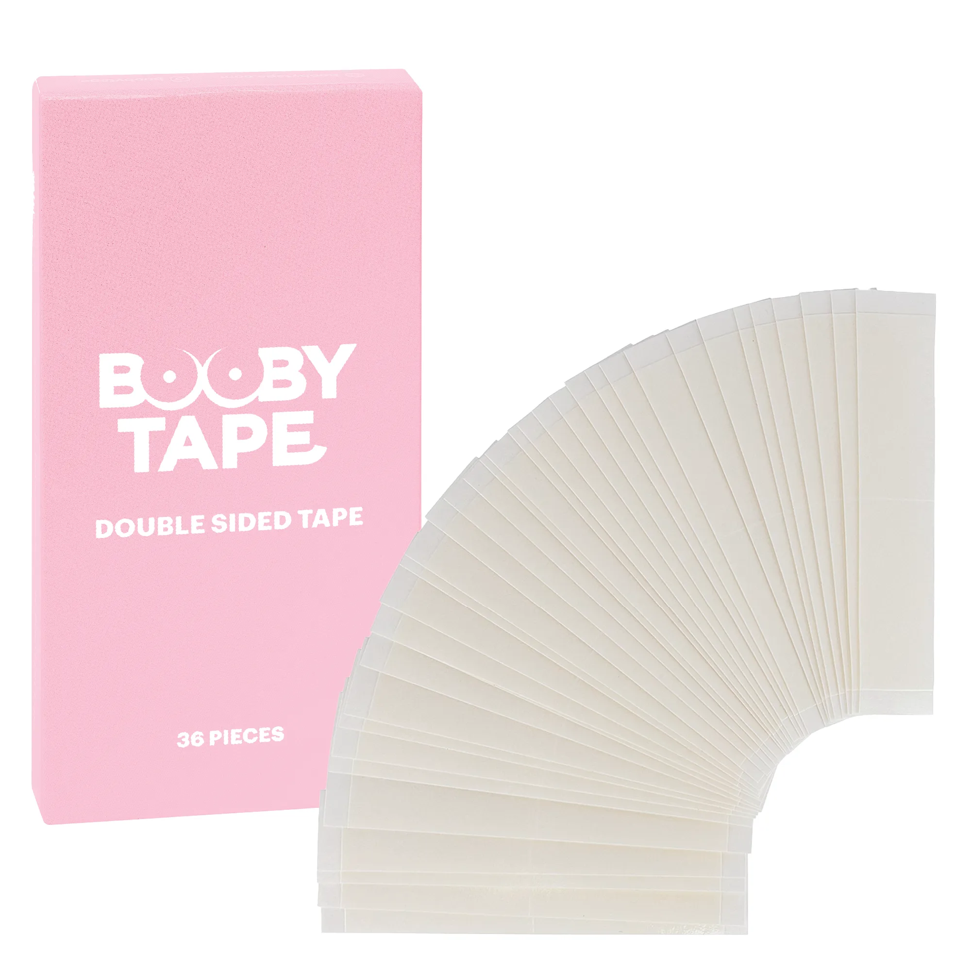 Booby Tape Double-Sided Transparent Fashion Tape for Body & Clothing, All Day Hold, 36 Strips (Pack of 1)