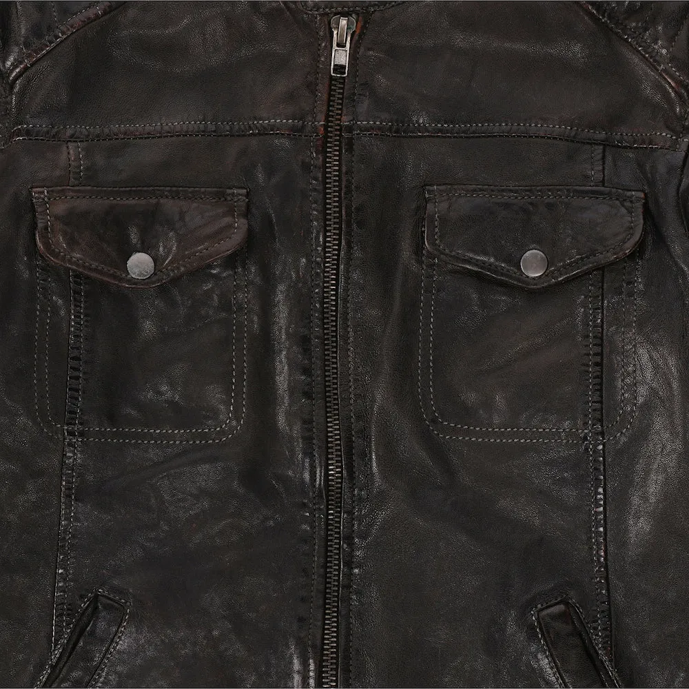 Brown Vintage Biker Leather Jacket