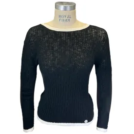 Chanel Black / White Ribbed Knit Cotton Sweater