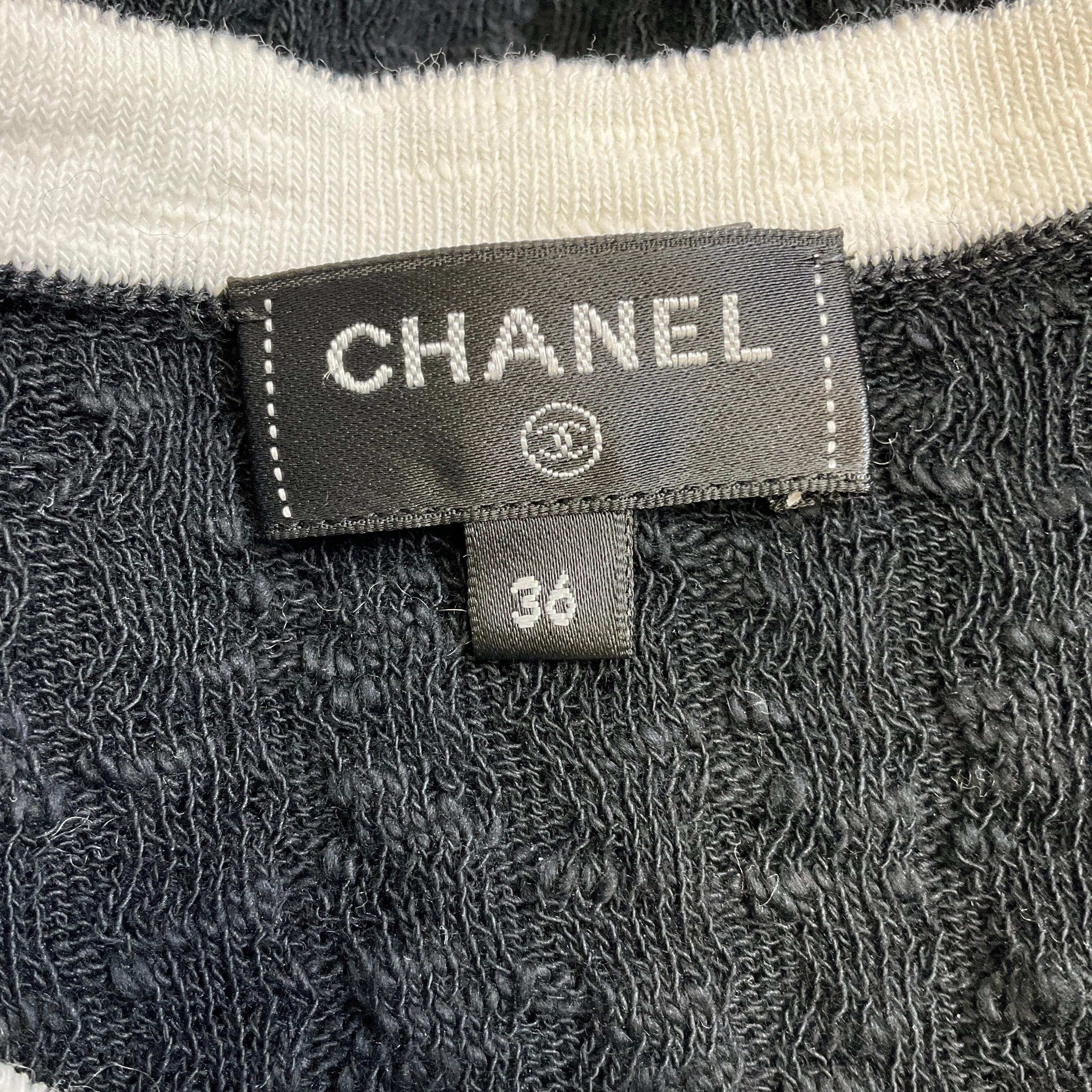 Chanel Black / White Ribbed Knit Cotton Sweater