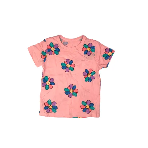 Color Flower Cotton Short-Sleeve Tee