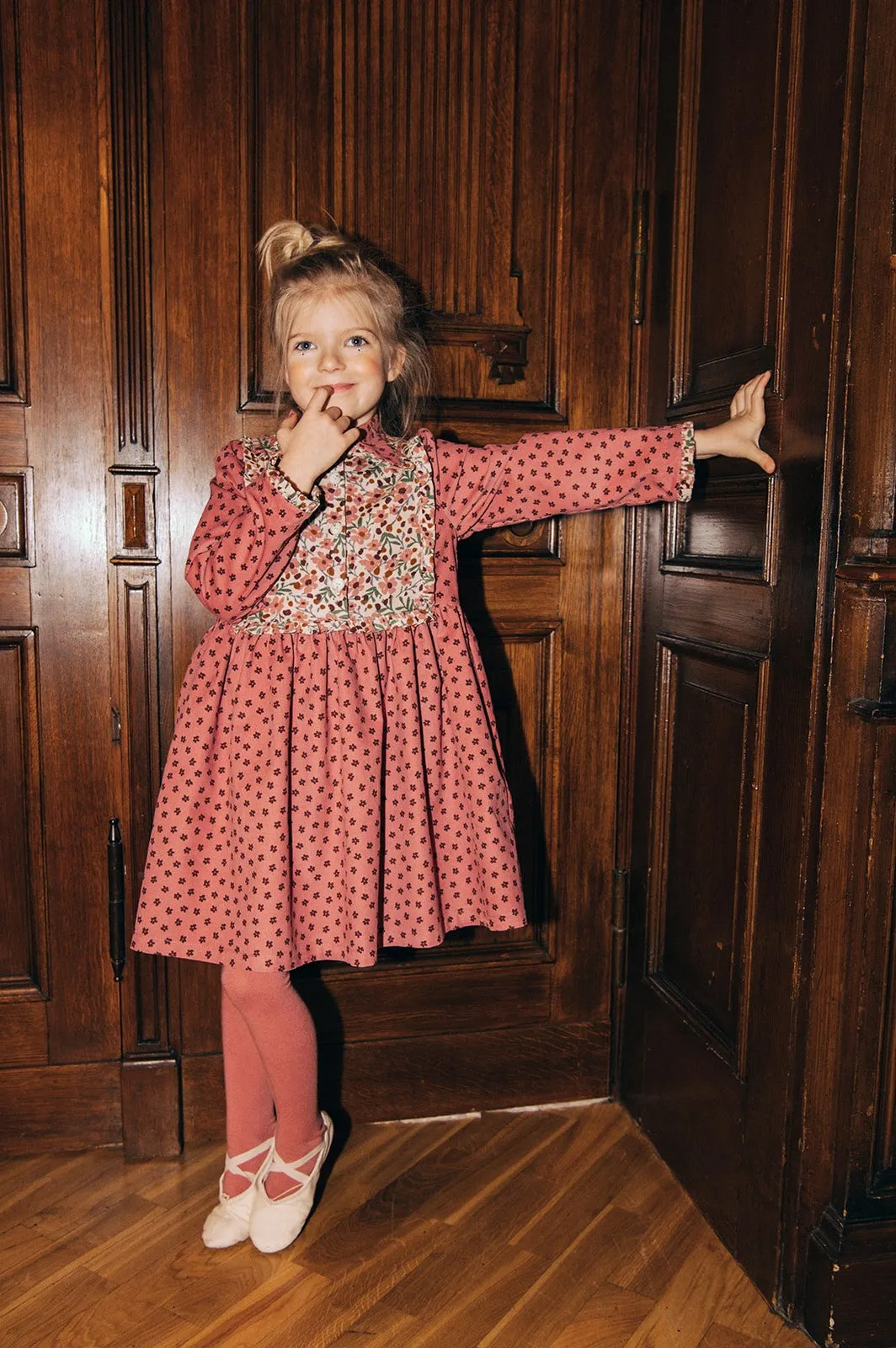 Dark Pink Flower Print Dress