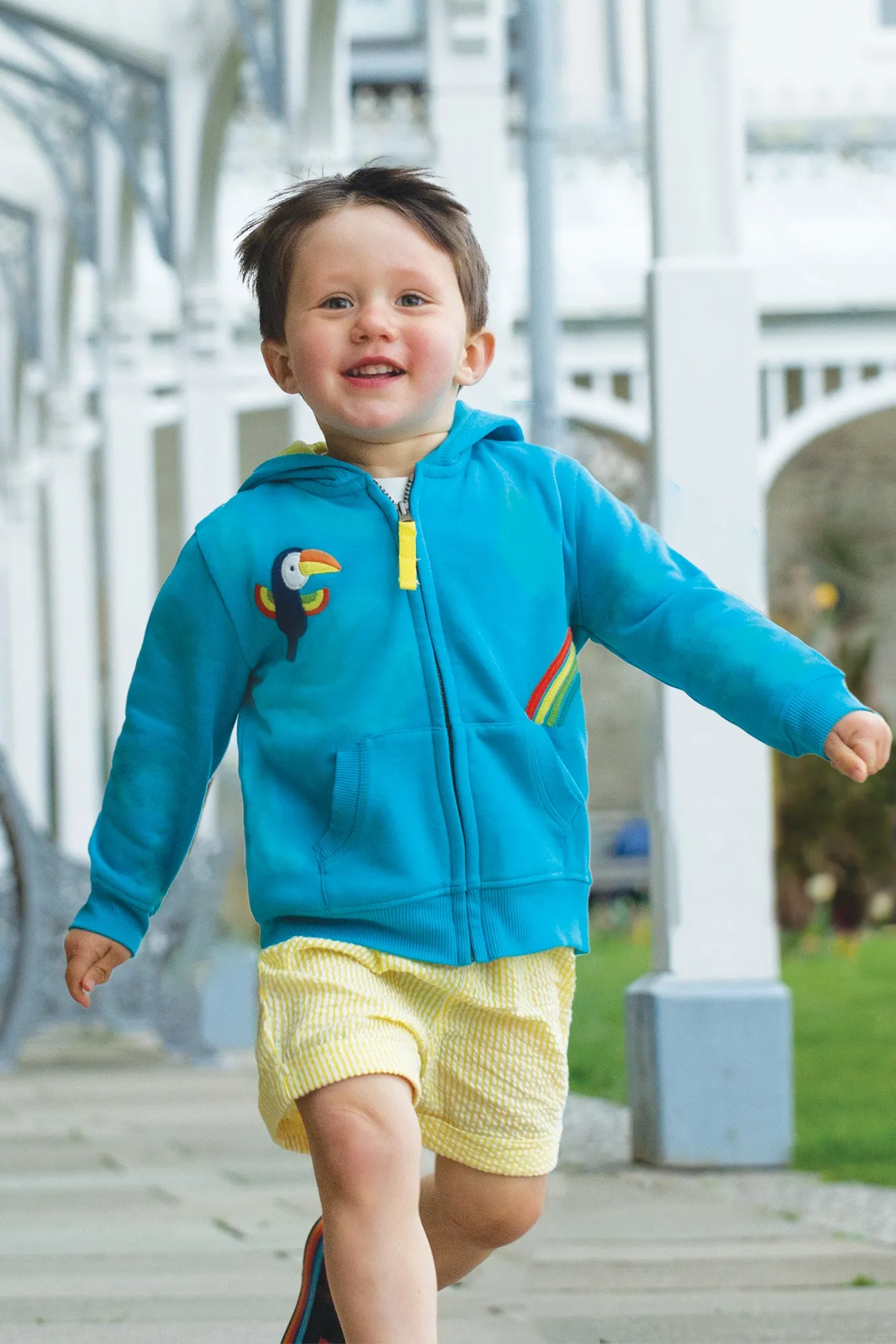 Frugi Little Carbis Hoody Tropical Blue Toucan