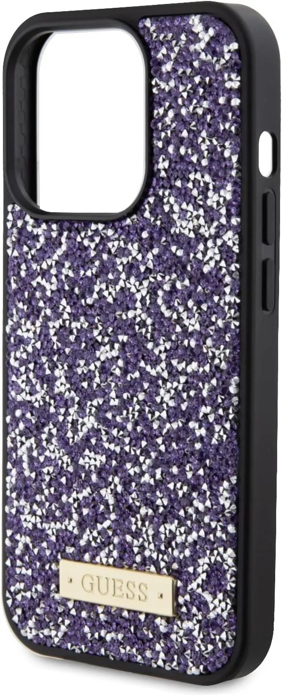 Guess Rhinestone Metal Logo Hard Case for iphone 15 Pro 6.1" Pink - GUHCP15LPFGSBSP