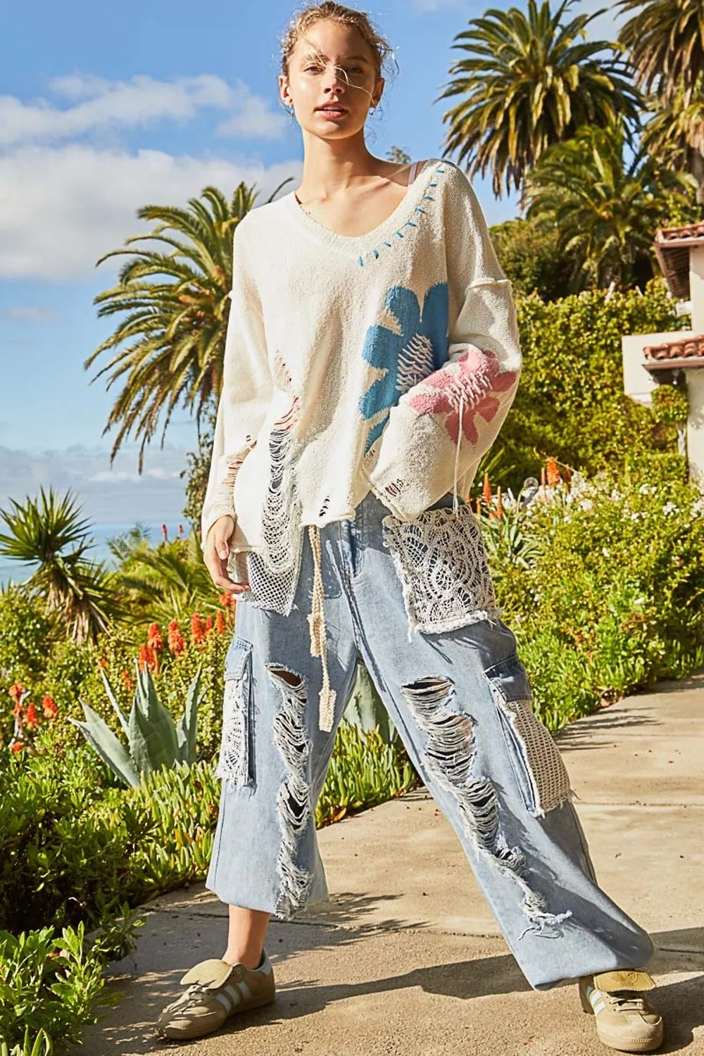 Hanging On Flower Knit Top