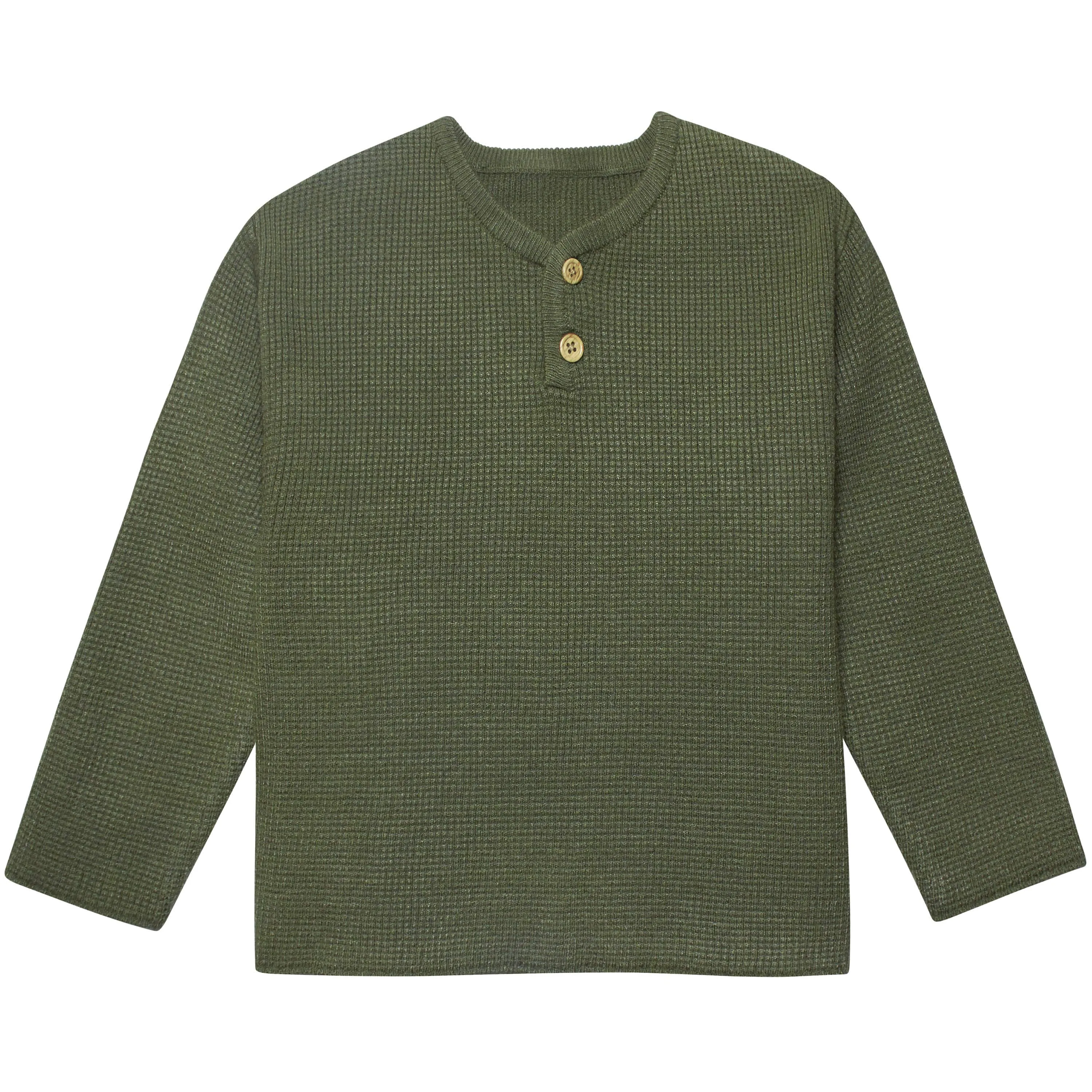 Infant & Toddler Boys Green Henley Sweater