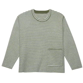 Infant & Toddler Boys Green Striped Sweater with Pocket