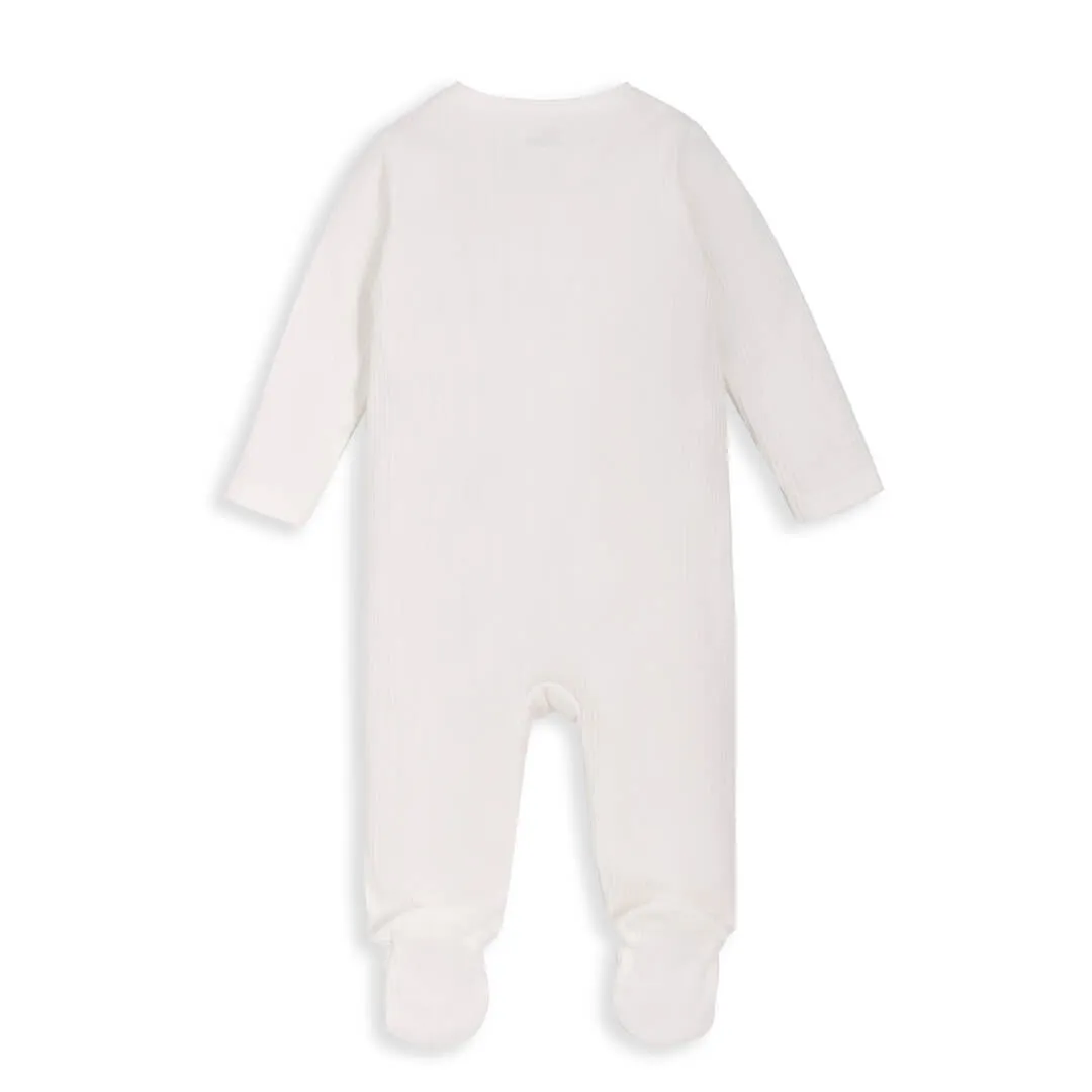 Mamas and Papas Organic Cotton Ribbed Onesie with Zip - White