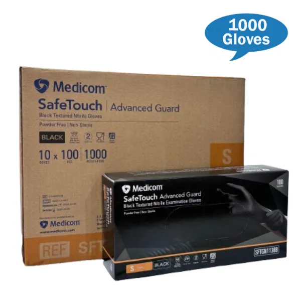 Medicom SafeTouch Advance Guard Black Nitrile Gloves