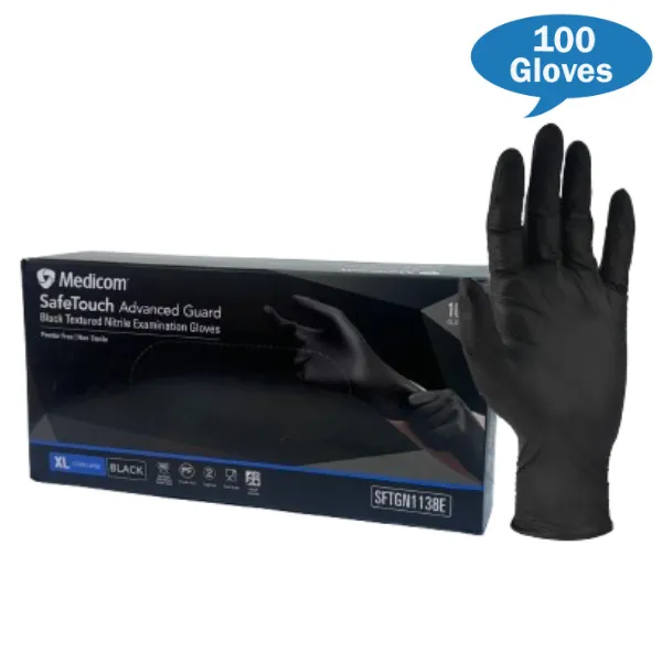 Medicom SafeTouch Advance Guard Black Nitrile Gloves