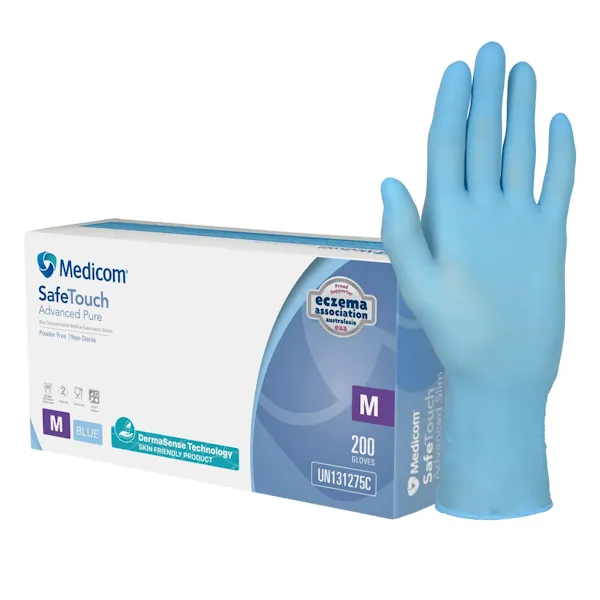 Medicom SafeTouch Advance Pure Blue Nitrile Gloves - 200 Pack