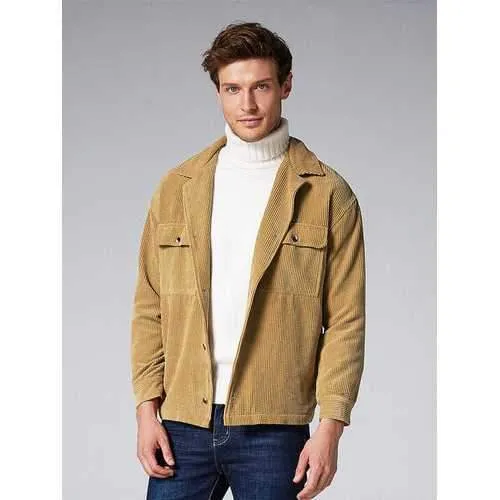 Mens Plain Solid Color Corduroy Jackets