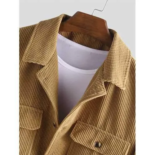 Mens Plain Solid Color Corduroy Jackets