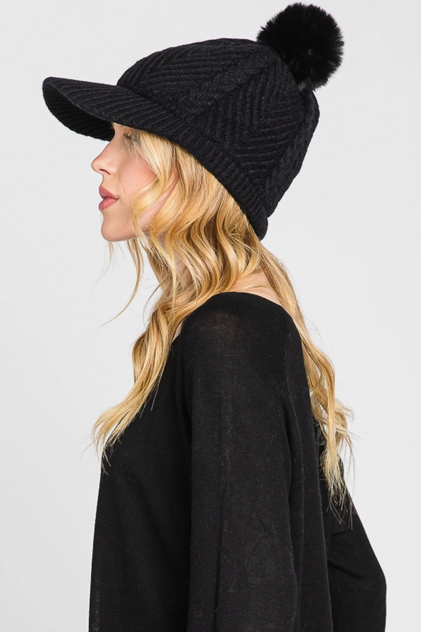 MH0143 Amy Pom Pom Knit Cap