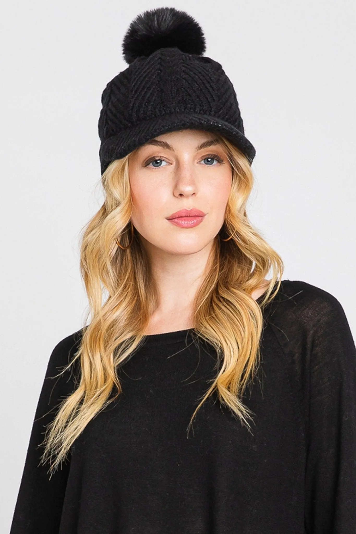 MH0143 Amy Pom Pom Knit Cap