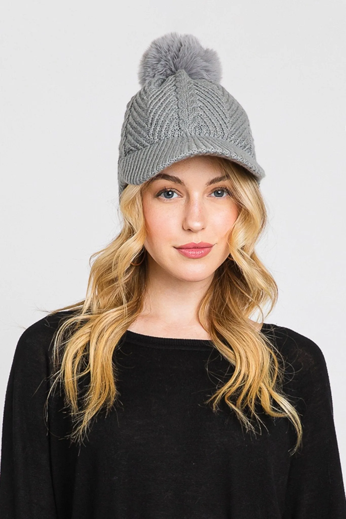 MH0143 Amy Pom Pom Knit Cap