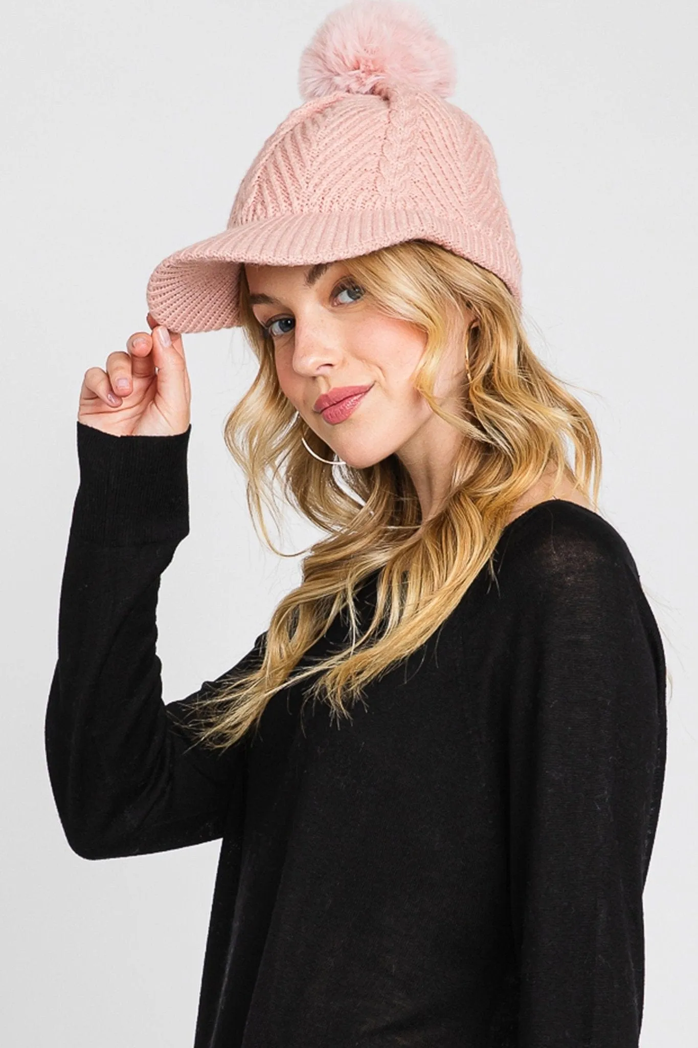 MH0143 Amy Pom Pom Knit Cap