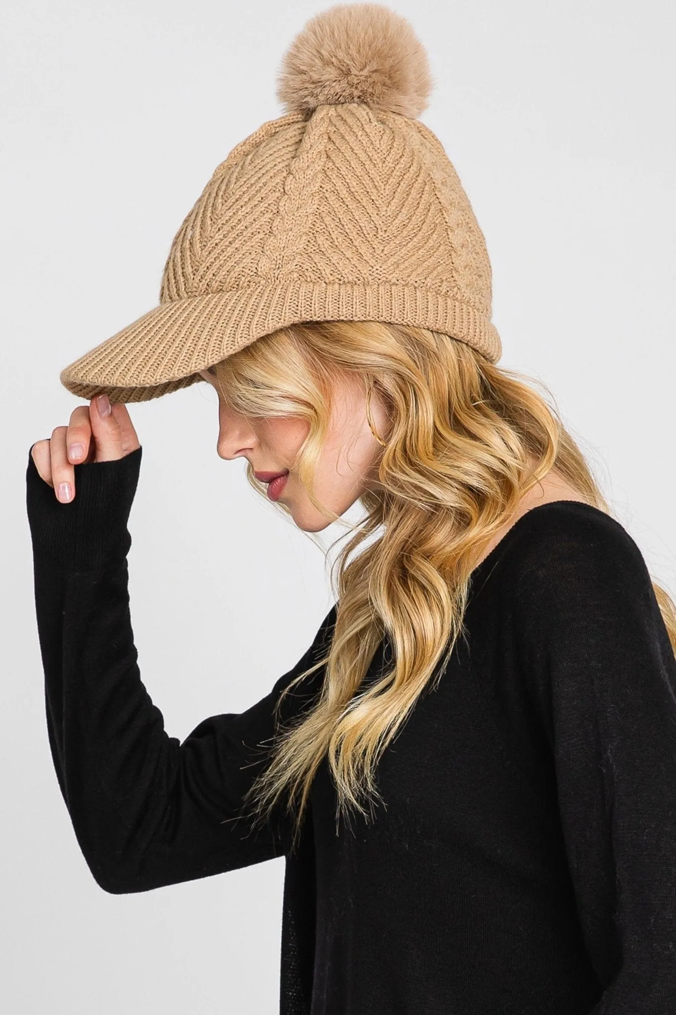 MH0143 Amy Pom Pom Knit Cap