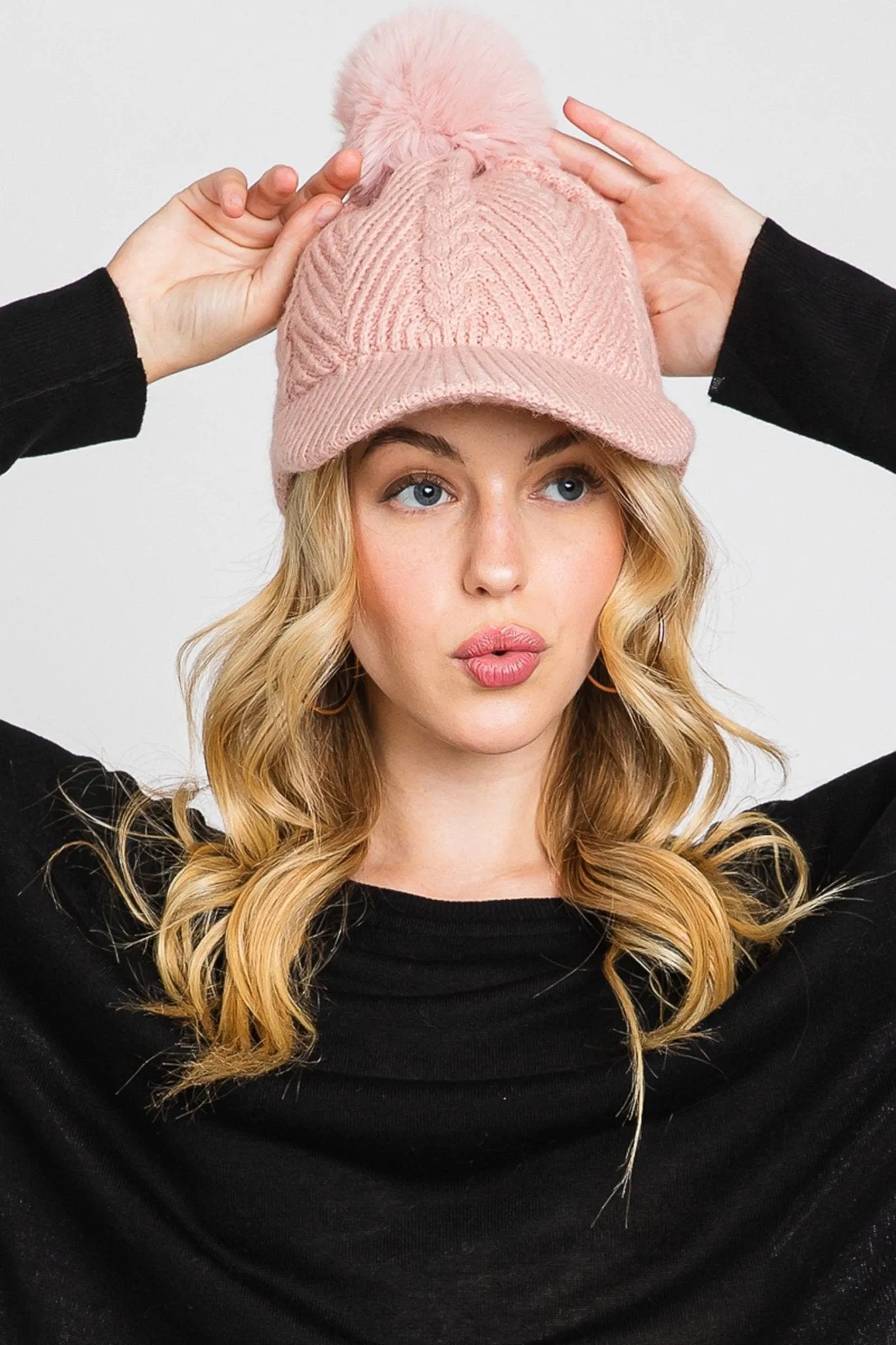 MH0143 Amy Pom Pom Knit Cap