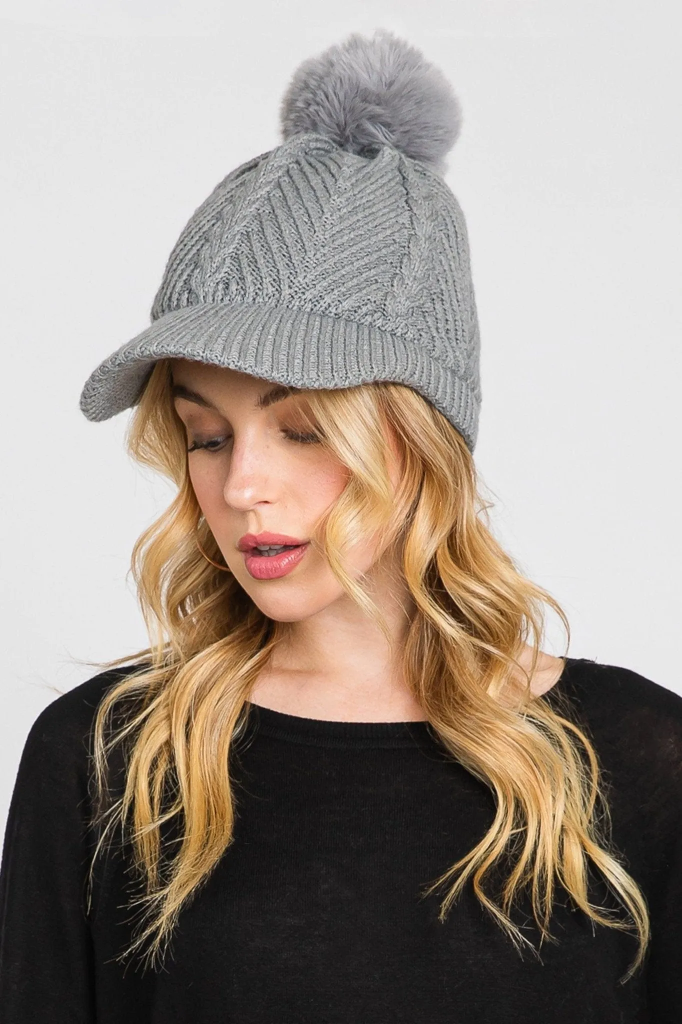 MH0143 Amy Pom Pom Knit Cap