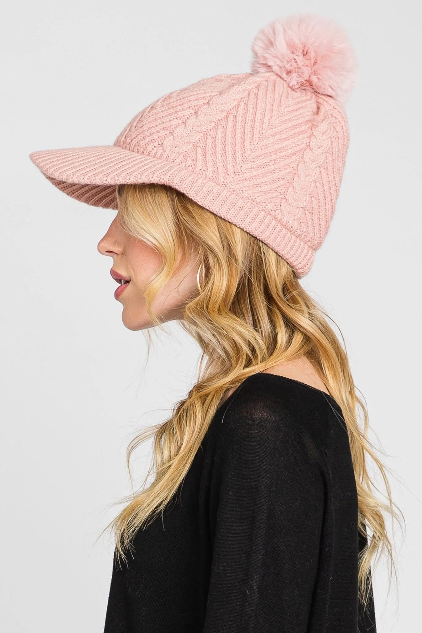 MH0143 Amy Pom Pom Knit Cap