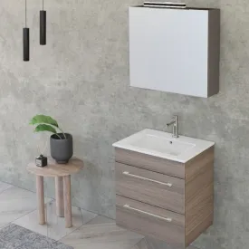 Mobile Bagno Sospeso 55cm Con Specchiera Finitura Olmo FACILE