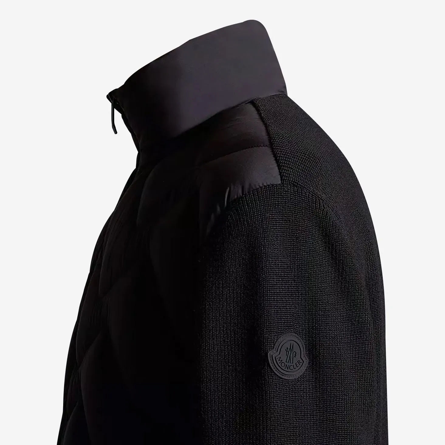 Moncler Padded Wool Blend Zip Up Cardigan