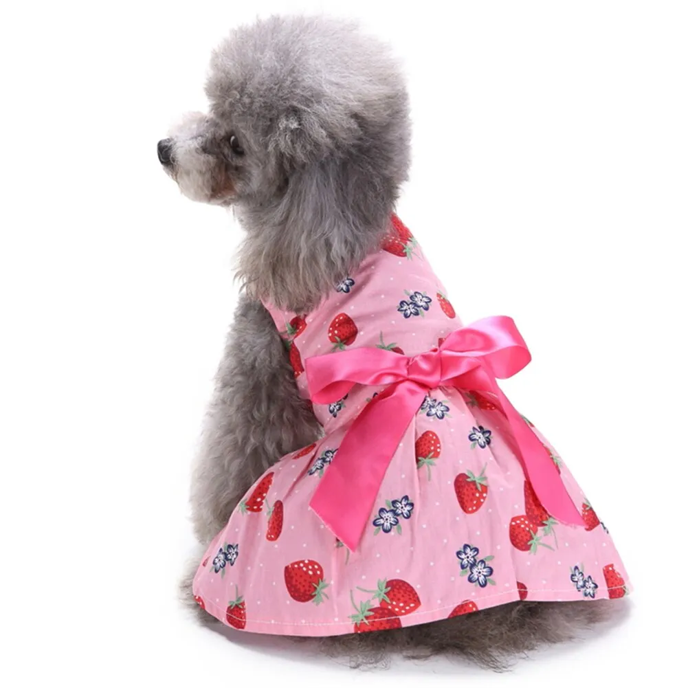 New Summer Dog Dresses Cotton Strawberry Pattern