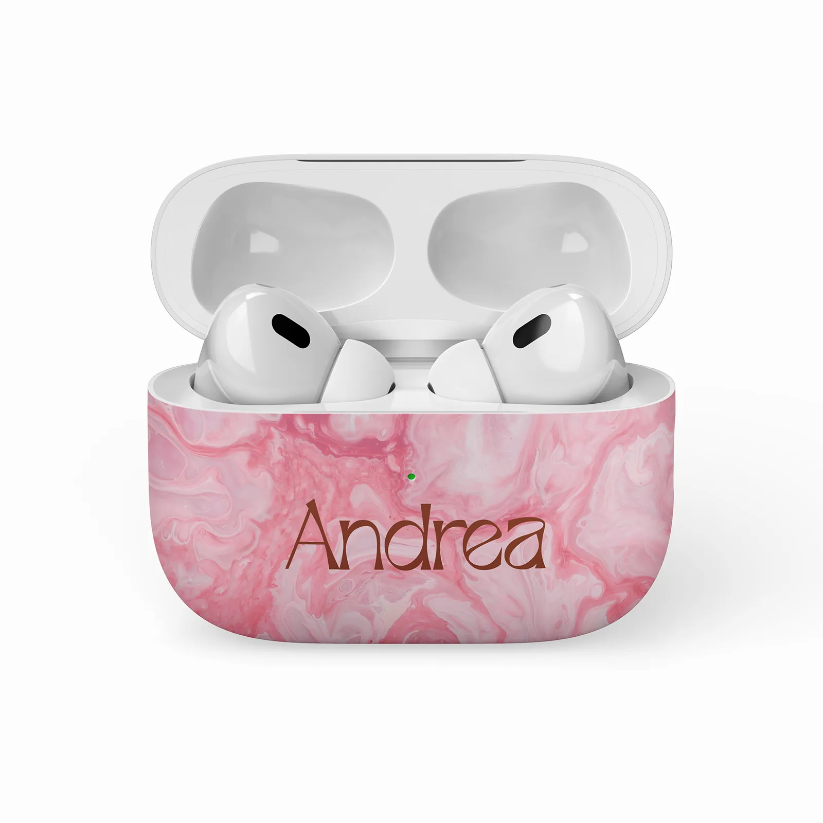 Pink Marble Custom Name Airpods Case