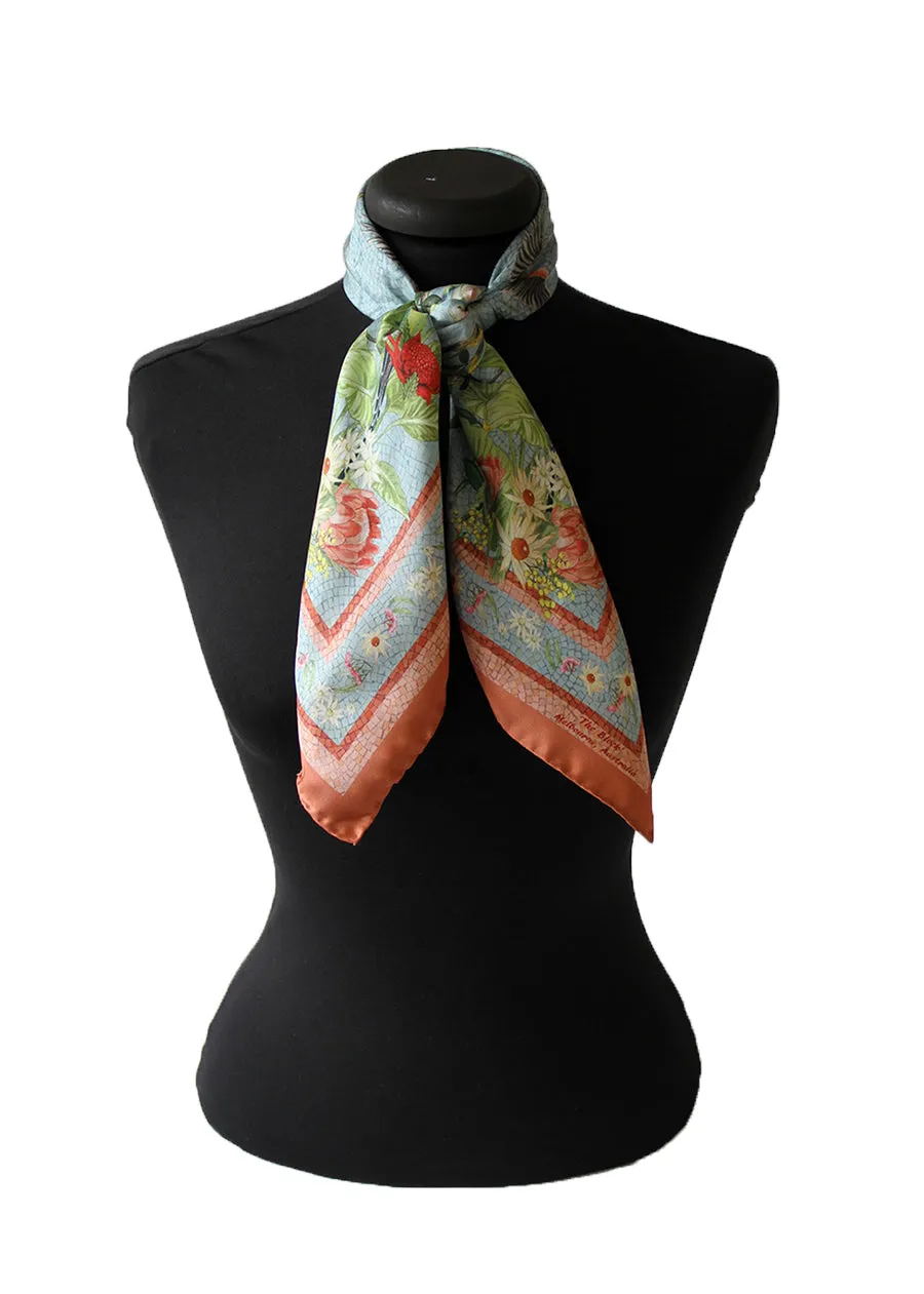 'Regeneration Blue Fog' 100% Silk scarf made in Italy Scarf 70cm x 70cm