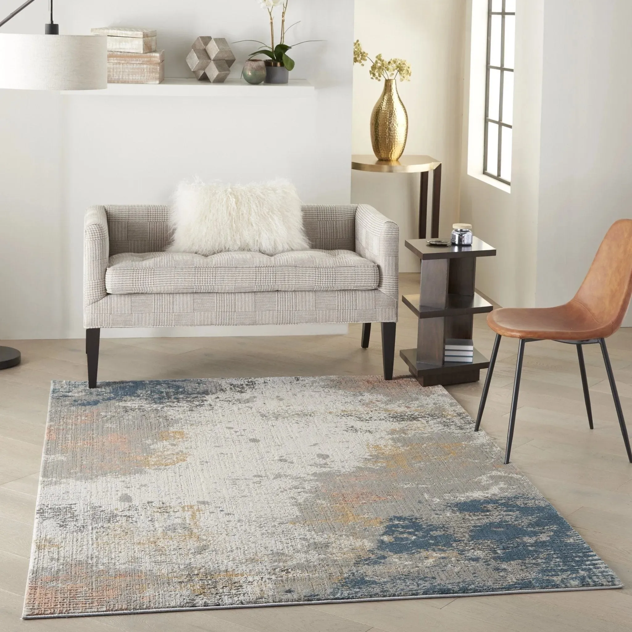 Rustic Textures RUS13 Grey/Blue Rug