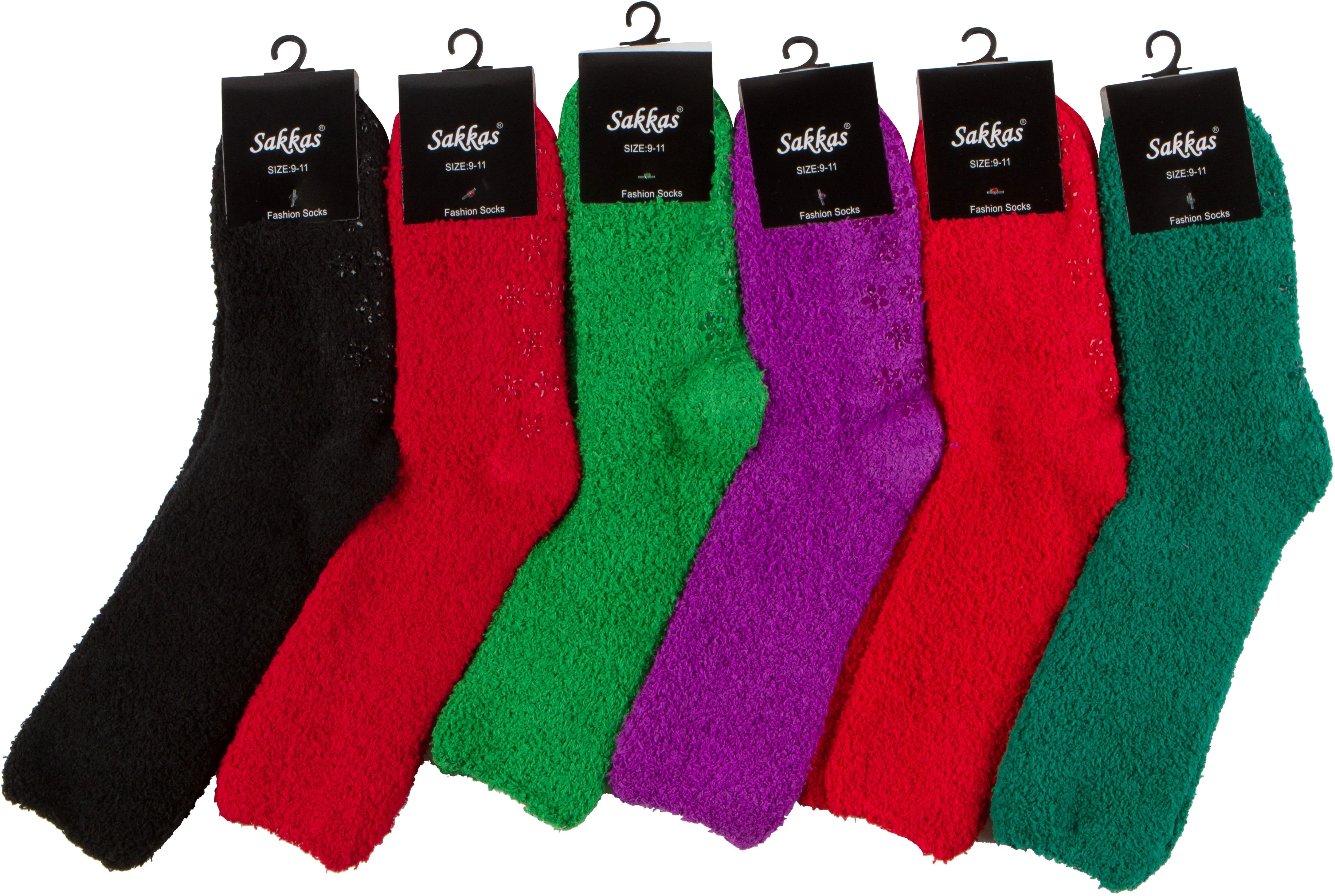 Sakkas Super Soft Anti-Slip Fuzzy Crew Socks Value Assorted 6-Pack