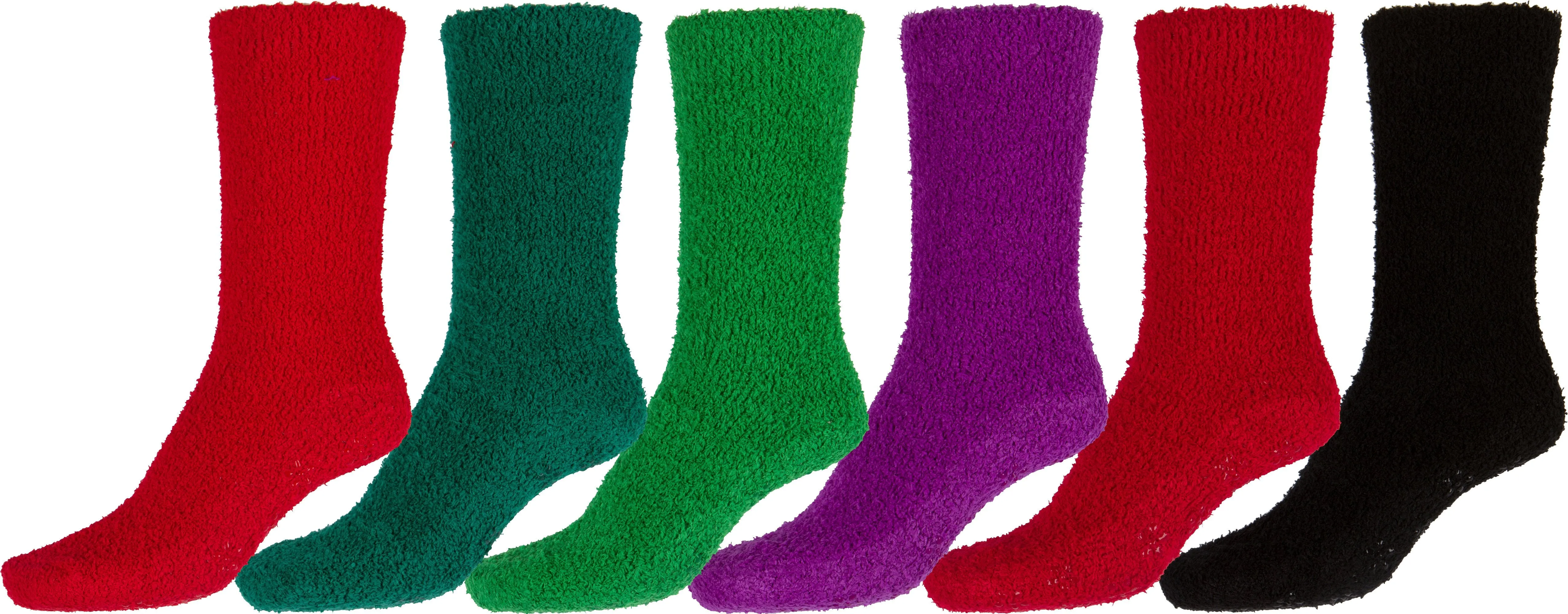 Sakkas Super Soft Anti-Slip Fuzzy Crew Socks Value Assorted 6-Pack