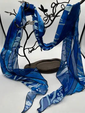 Silk Collage Blue #2 Scarves