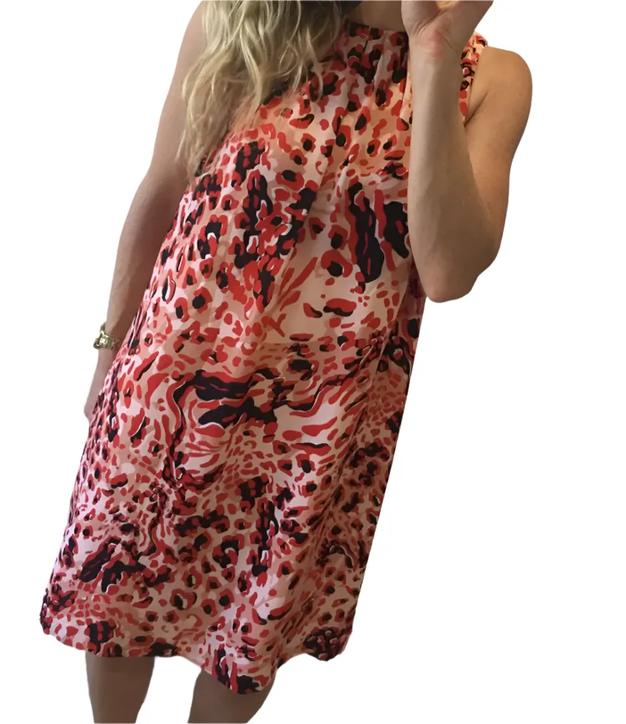 Size 10 - 12 H & M leopard print red and peach womens dress